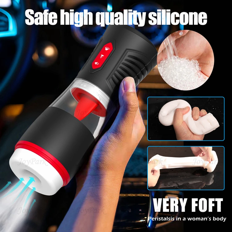 JoyPark Voice Tongue Licking Silicone Vagina Electric Sucking Masturbation Stroker Sex Toy Masturbating Cup Sex Machine for Male