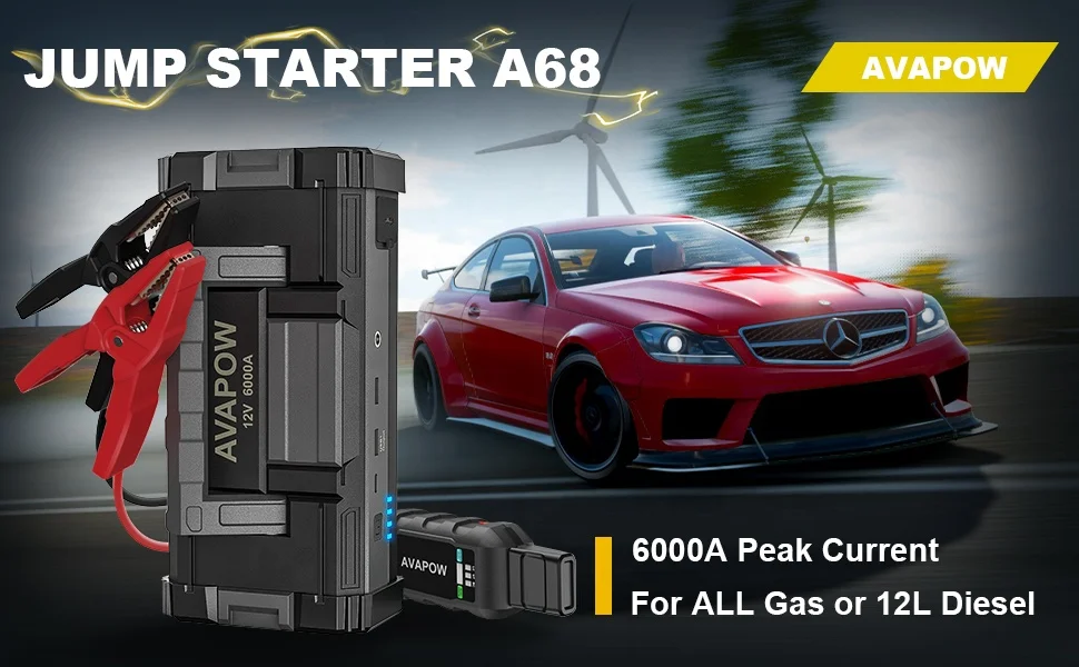 12v 6000a lithium battery jump Starter start all gas and diesel engines and Multi-Function Emergency Jump Starter