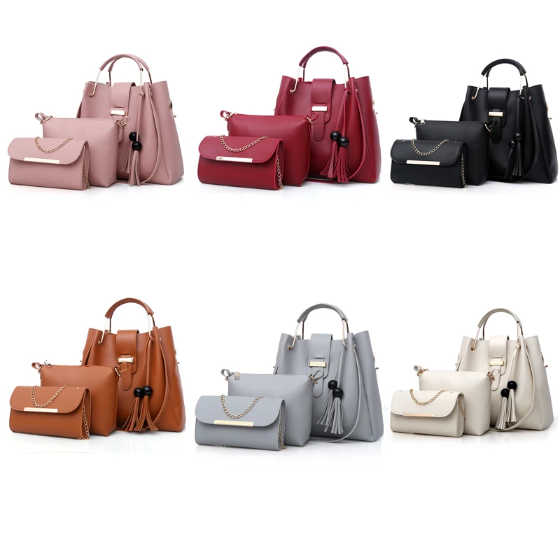 Модные роскошные женские Сумки из искусственной кожи на плечо из 3 частей женские брендовые кошельки и сумочки