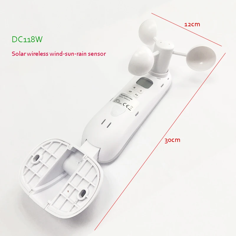  1 шт. MOQ DC118W 433 МГц Солнечный беспроводной датчик ветра солнца дождя для тента и