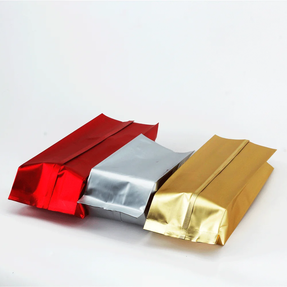 Free sample custom red black blue color print metalized side gusset coffee bag with valve