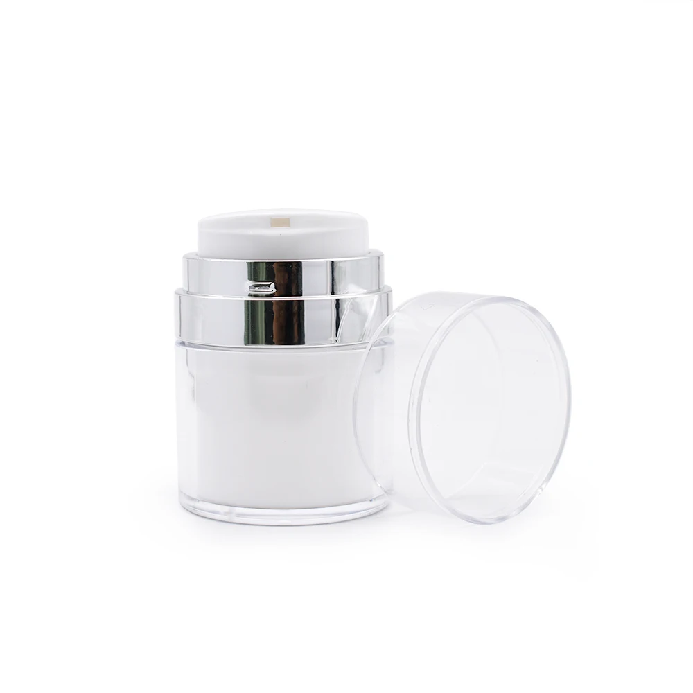 Cosmetic packaging 15ml 30ml 50ml gold silver airless pearl white airless pump cream jar lotion containers