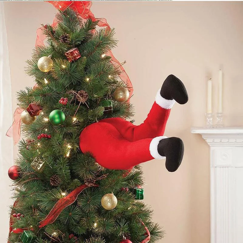 Funny Santa legs plush elf Christmas tree hanging ornament animated Christmas kickers