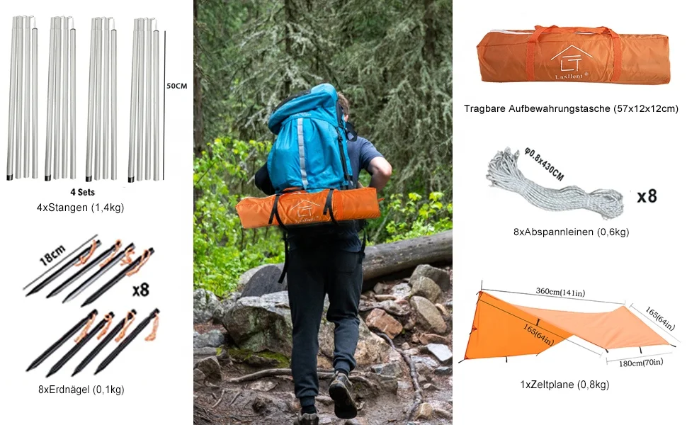 Outdoor Waterproof Tarps, Heavy Duty Beach 210D  Oxford Poly Cloth Waterproof Rain Tarp for Camping Travel