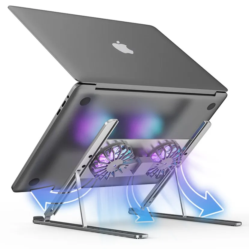 Подставка для ноутбука из алюминиевого сплава с кулером и подсветкой RGB подставка планшета 8 режимами регулировки охлаждающей