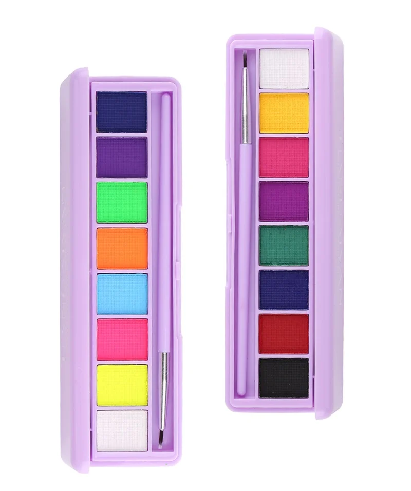 Private Label UV Water Soluble vegan Halloween Cosplay Eyeshadow Rainbow Glitter Body Painting Palette Kit For Stage Makeup