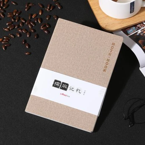 B6 linen PU leather soft cover red notebook journal notepad