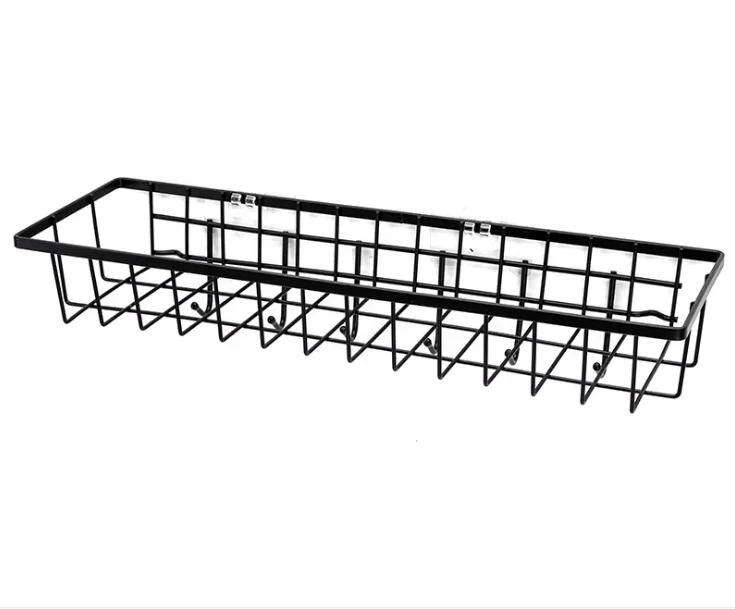 
Metal Seasoning Storage Container Kitchen Glue Wall Shelf With Hooks Wall Organizer 