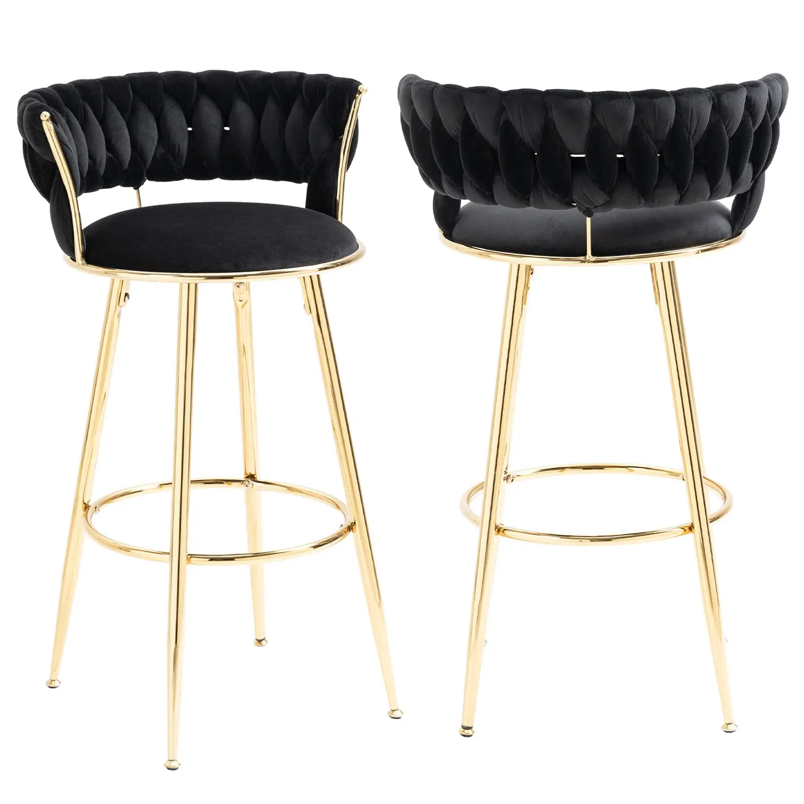 Modern High Back Counter Luxury Bar stool Metal Bar Chair swivel Velvet Bar Stool For Restaurant Kitchen