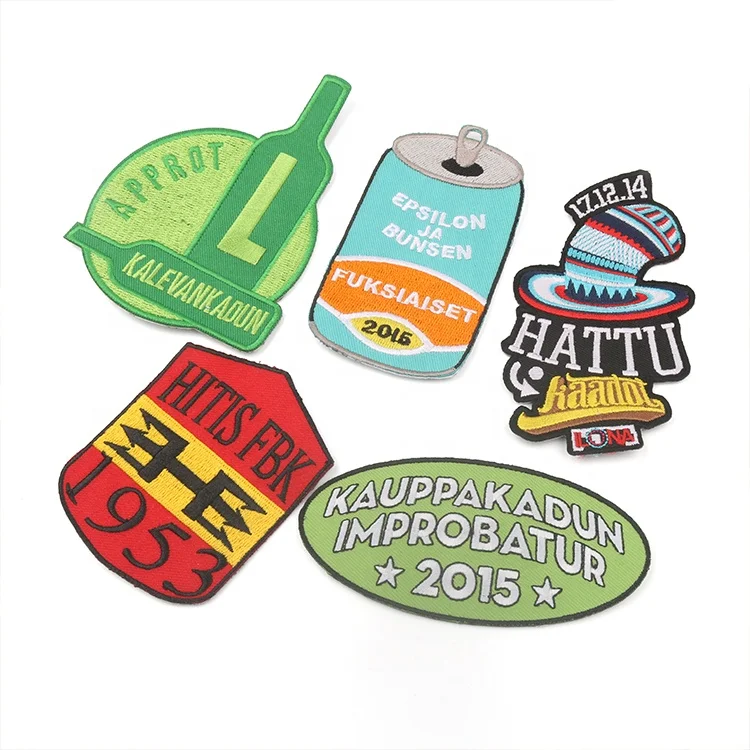 Sew On No-woven Back Custom Private Bottle Letters Logo Cloth Fully Embroidery Woven Patch for Clothing