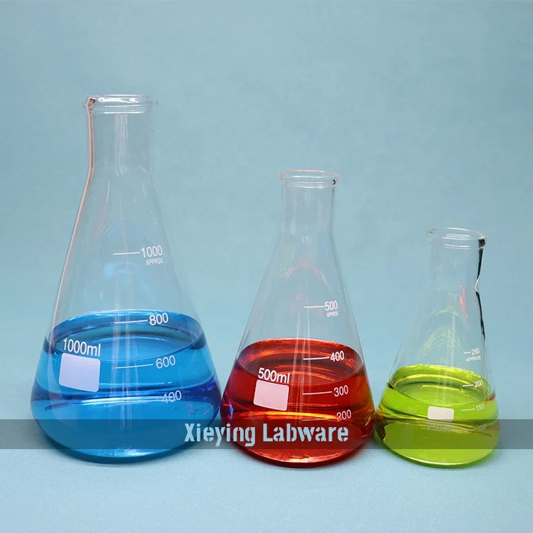Lab glassware High Quality  50ml-10000ml Transparent Pyrex Erlenmeyer Flask Conical Flask with Graduations