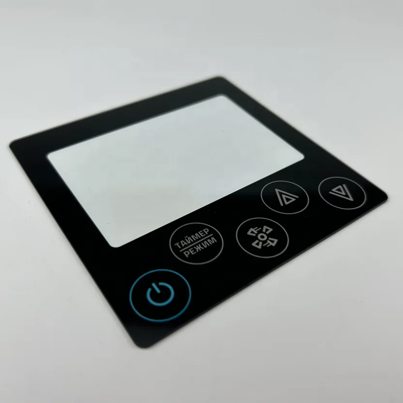 Hot sale tempered Glass Touch Screen Protective Cover for air conditional semi black transparent  glass with button