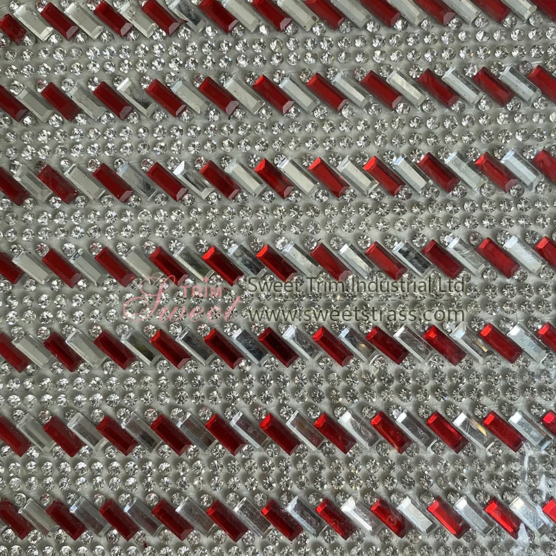 Hot sales adhesive rhinestone sheets LCT and crystal square rhinestone mesh trimming