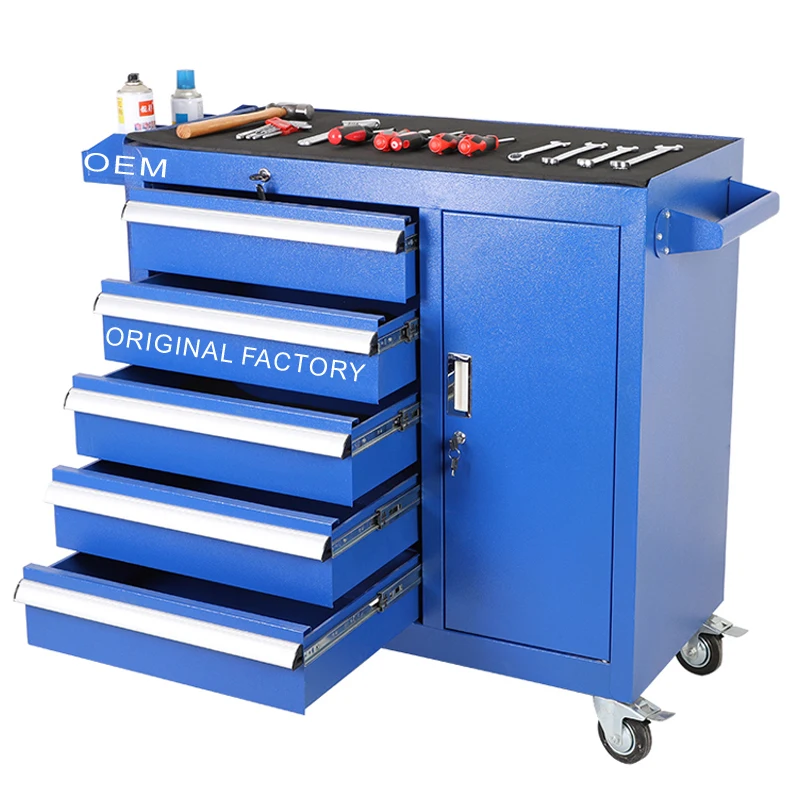 Rolling Box Heavy Duty Stainless Steel Tool Chest 5 Drawers Workbench Tool Cabinets Heavy Duty Workshop Tool Cart With Drawers
