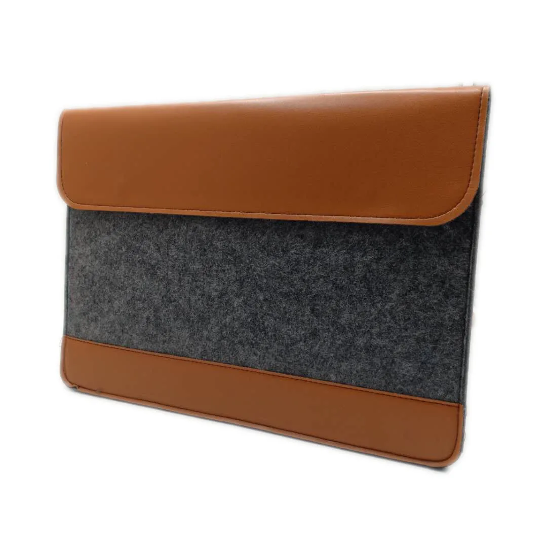 17 inch 13 inch laptop computer Sleeve Felt and PU Leather Bag with Accessory Pocket