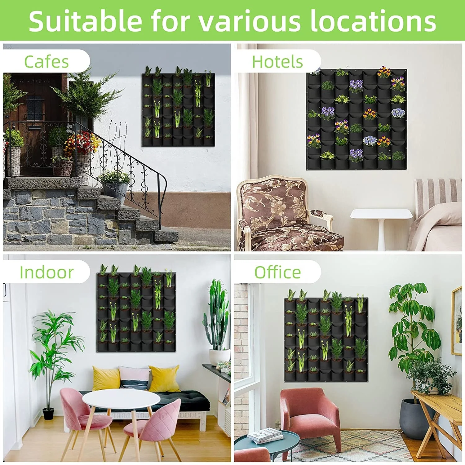 Felt hanging planter bags 49 pockets hanging vertical wall planter planting grow bags for indoor and outdoor