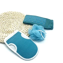 3pcs Bath Supplies Set Bath Durable Fibre Body Scrubber Finger Exfoliating Gloves and Belt Set for Shower