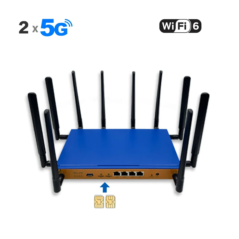 Dual SIM Card Router 5G Modem Wifi6 1800Mbps 802.11Ax 4G 5G Wireless Router Support IMEI TTL Change