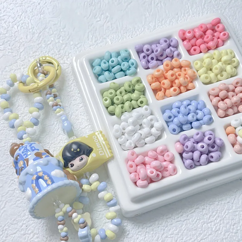 Oval candy color plastic beads water drop acrylic loose beads diy mobile phone chain necklace handmade jewelry pendant 5*6mm