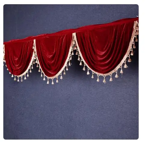 3 Meter Velvet Fabric Tassels Swag Drape Valance Stage Background Swags For Backdrop Curtain Wedding Background Event Party Deco