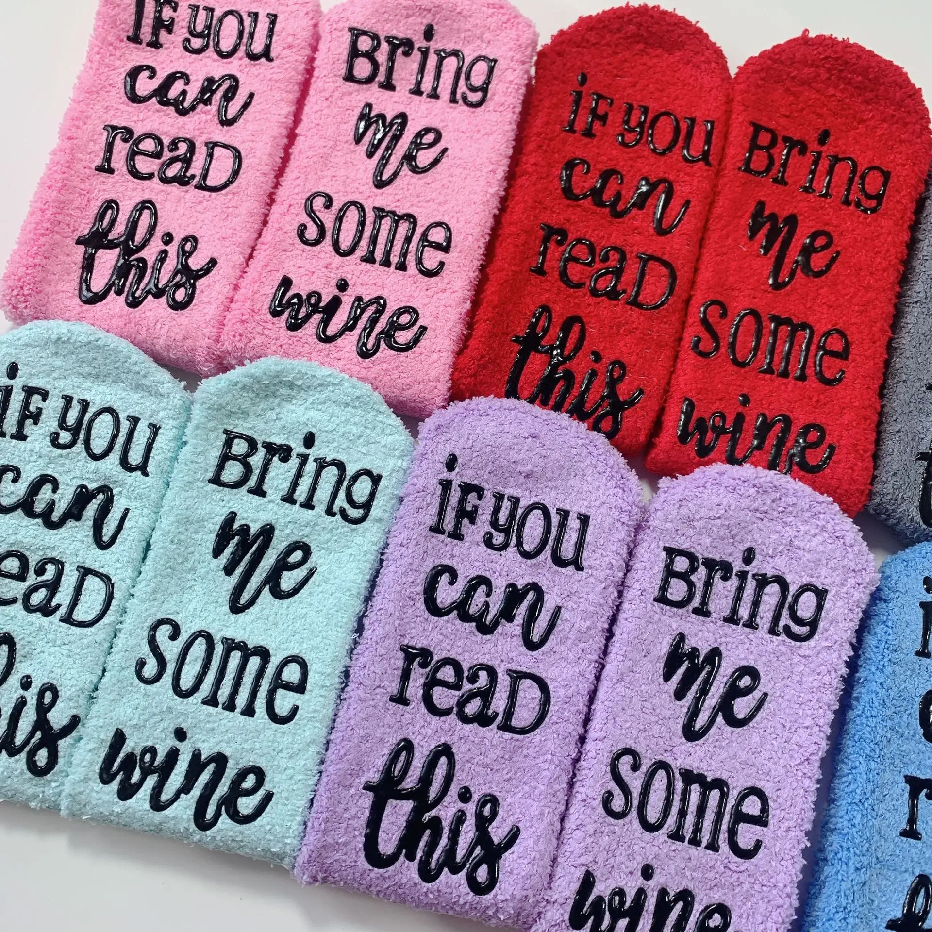 
Women Grip Socks Cute Terry Sock with Cake Package Gift Box if you can read this bring me some wine coffee Good Gift for Girls 