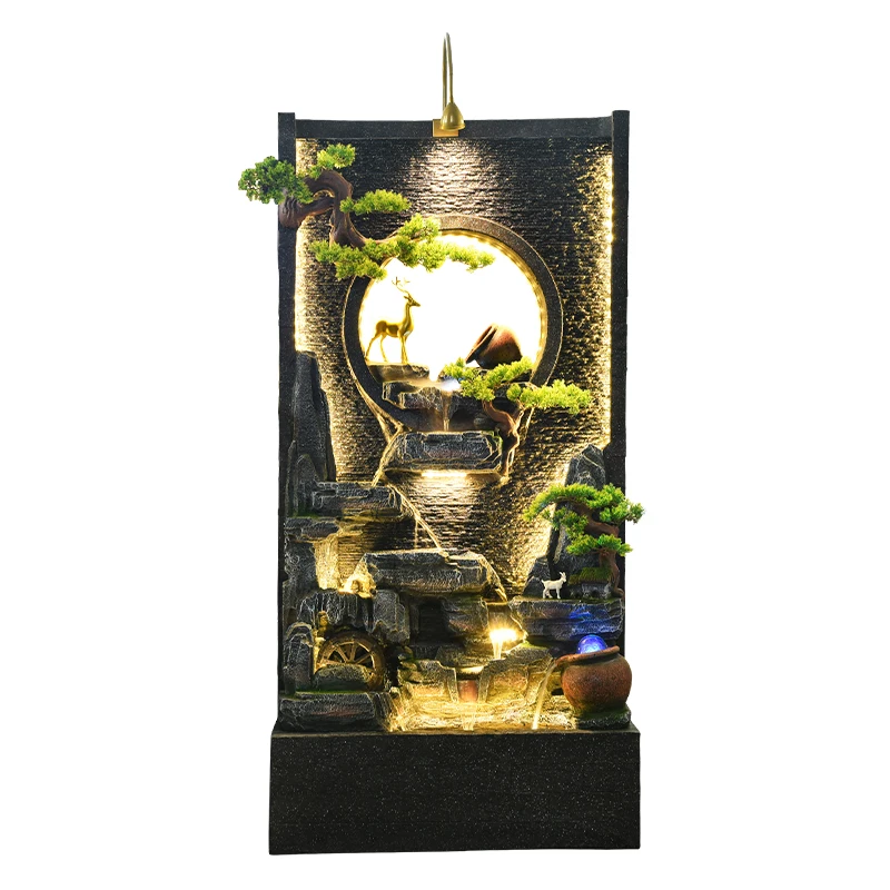 Large Size Feature Custom Made Black Granite Wall Waterfall water Fountain outdoor garden