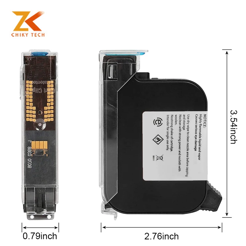 Compatible 42Ml Black Inkjet Printers Semi-Automatic Solvent Ink Cartridge 12.7Mm