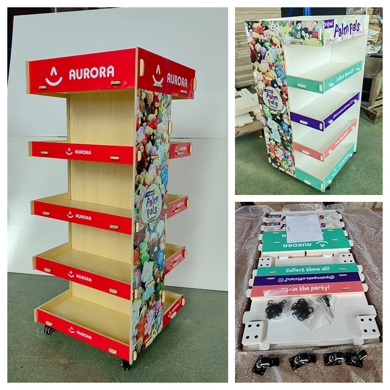 Factory Customized Strong load-bearing red wine and water capacity wood honey display shelf shop shelves and display cabinets