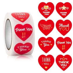 High Quality Label Self Adhesive 1 inch Colorful Smile Heart Thank you Stickers 500 Roll For Seal