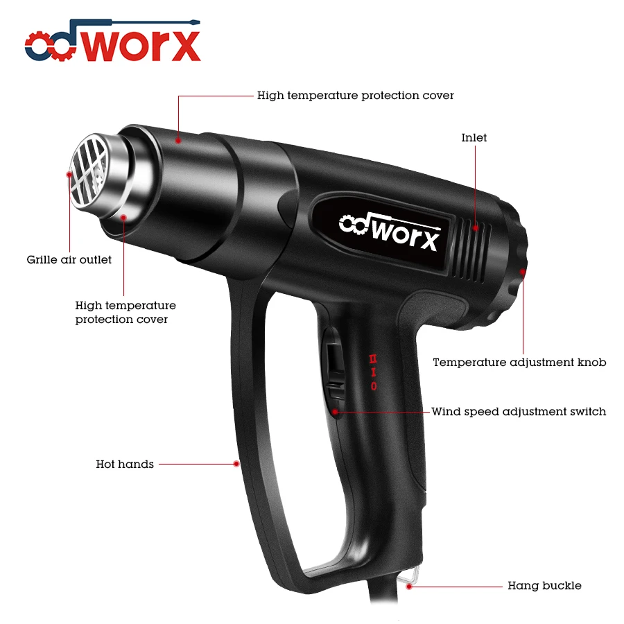 ODWORX 2000W Heat Gun Variable Temperature Advanced Electric Hot