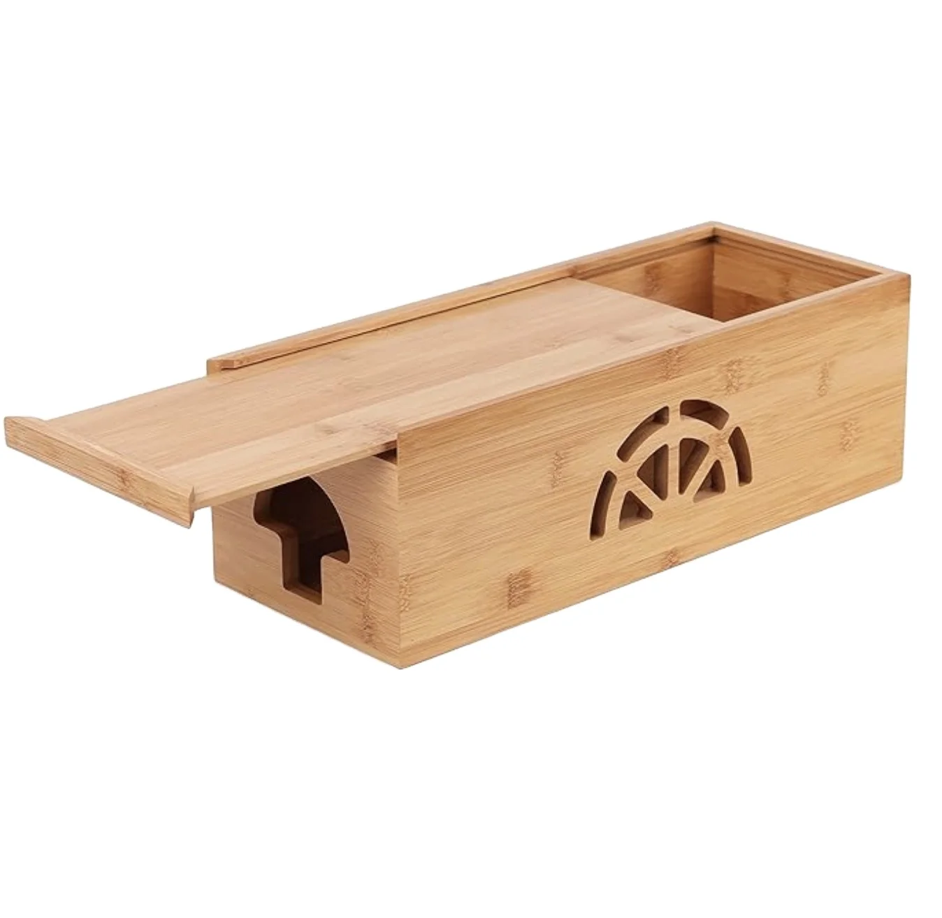 Extra Large Cable Management Box with Lid, Bamboo Cable Box for Cords