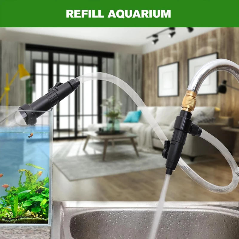 Gravel Vacuum for Aquarium Water Changer Fish Tank Cleaning Tools,Siphon Universal Quick Pump Aquarium Water Changing (30ft)