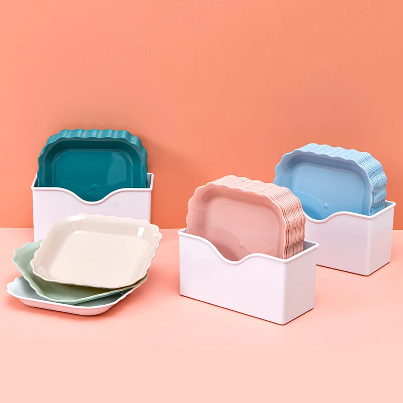 Plastic Separable Versatile Desk Organizer Geometric square Fruit Plate Storage Snacks Serving Tray