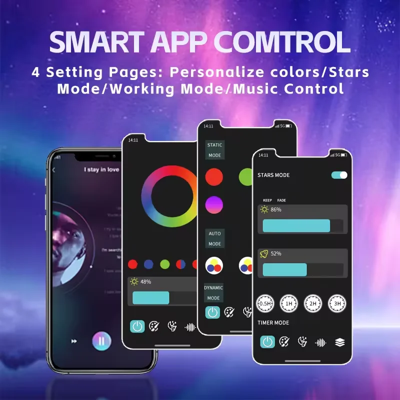 Howlighting Remote Control Mini Nebula Star LED Music Sky Starry Night Lights APP Control Ocean Lamp Party Laser Projector Light