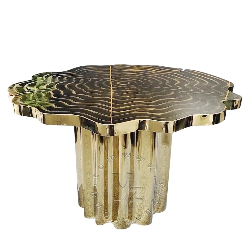 Modern Luxury Irregular round Dining Table Mirror Stainless Steel Design for Hotel Living Room Furniture