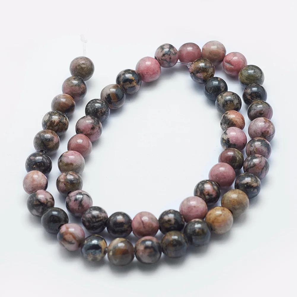 PandaHall 8mm Round Natural Argentina Rhodonite Bead