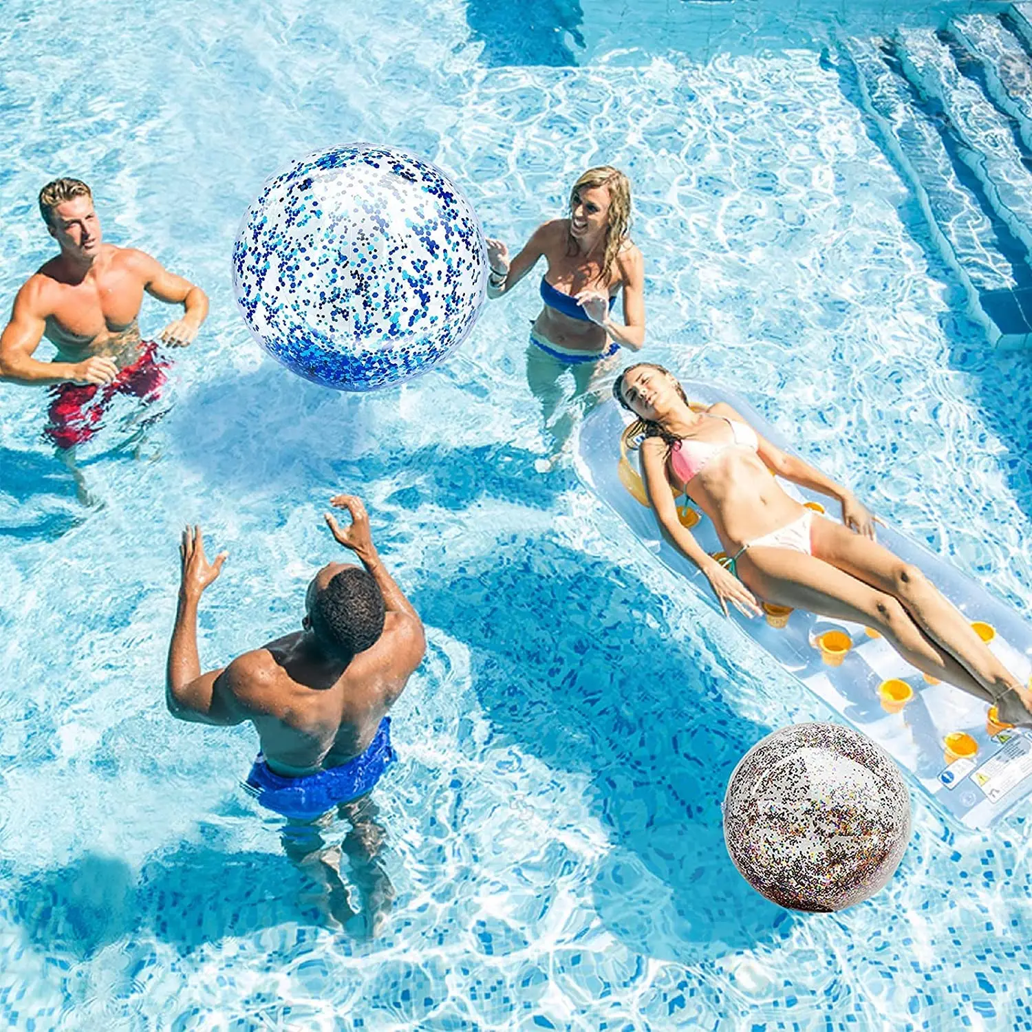 Water Beach Toys Inflatable Ball Outdoor Summer Party Favors Confetti Glitters Inflatable Clear Giant Beach Ball