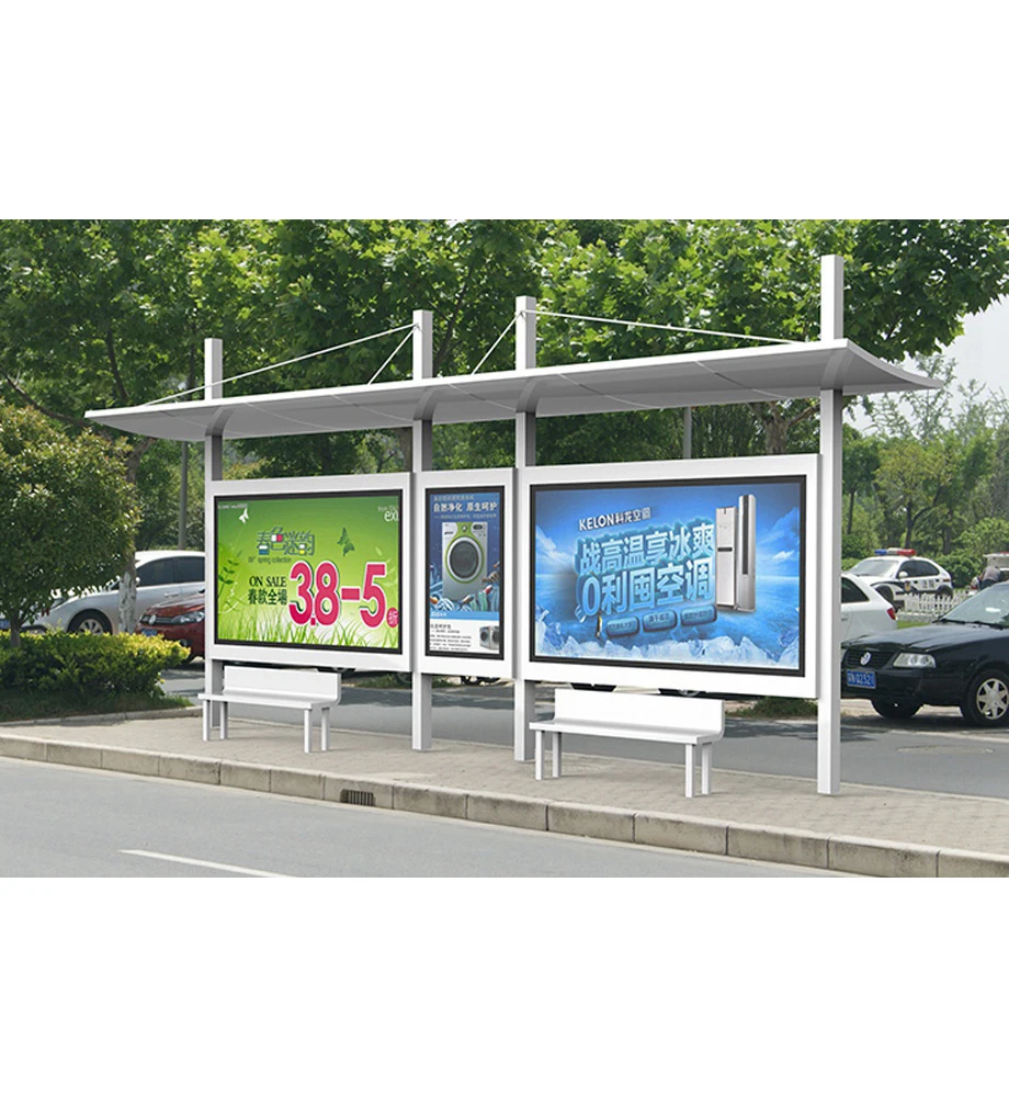Street Furniture Metal Bus Shelter Design Bus Stop Station Structure Outdoor