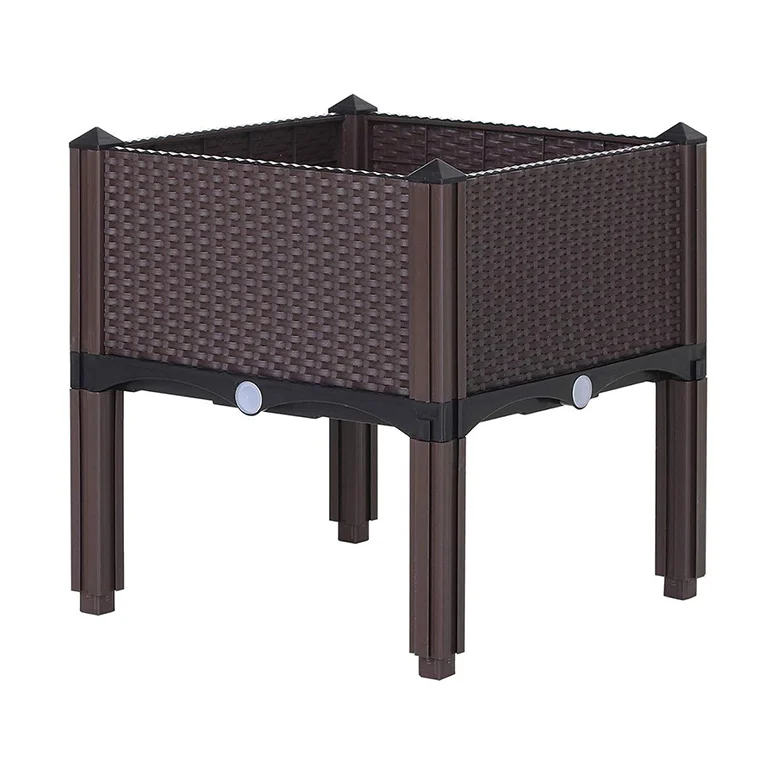Wholesale square elevated garden bed with leg vegetable elevated planting box for plants plastic pots