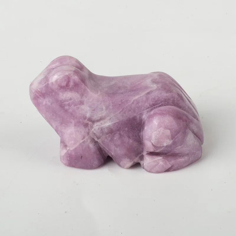 Natural crystal frog healing stone statue, 3.87cm handmade carved pocket animal room decoration gemstone