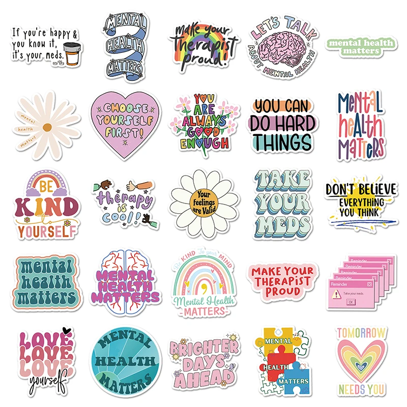 100Pcs High Quality Words Encouragement Mental Health Stickers For Girl Laptop Waterproof Custom Label