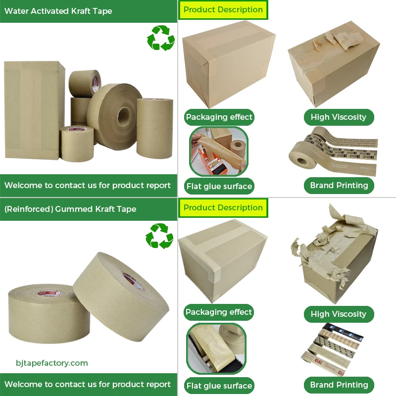 Custom Wholesale Water Activated Kraft Paper Tape jumbo roll