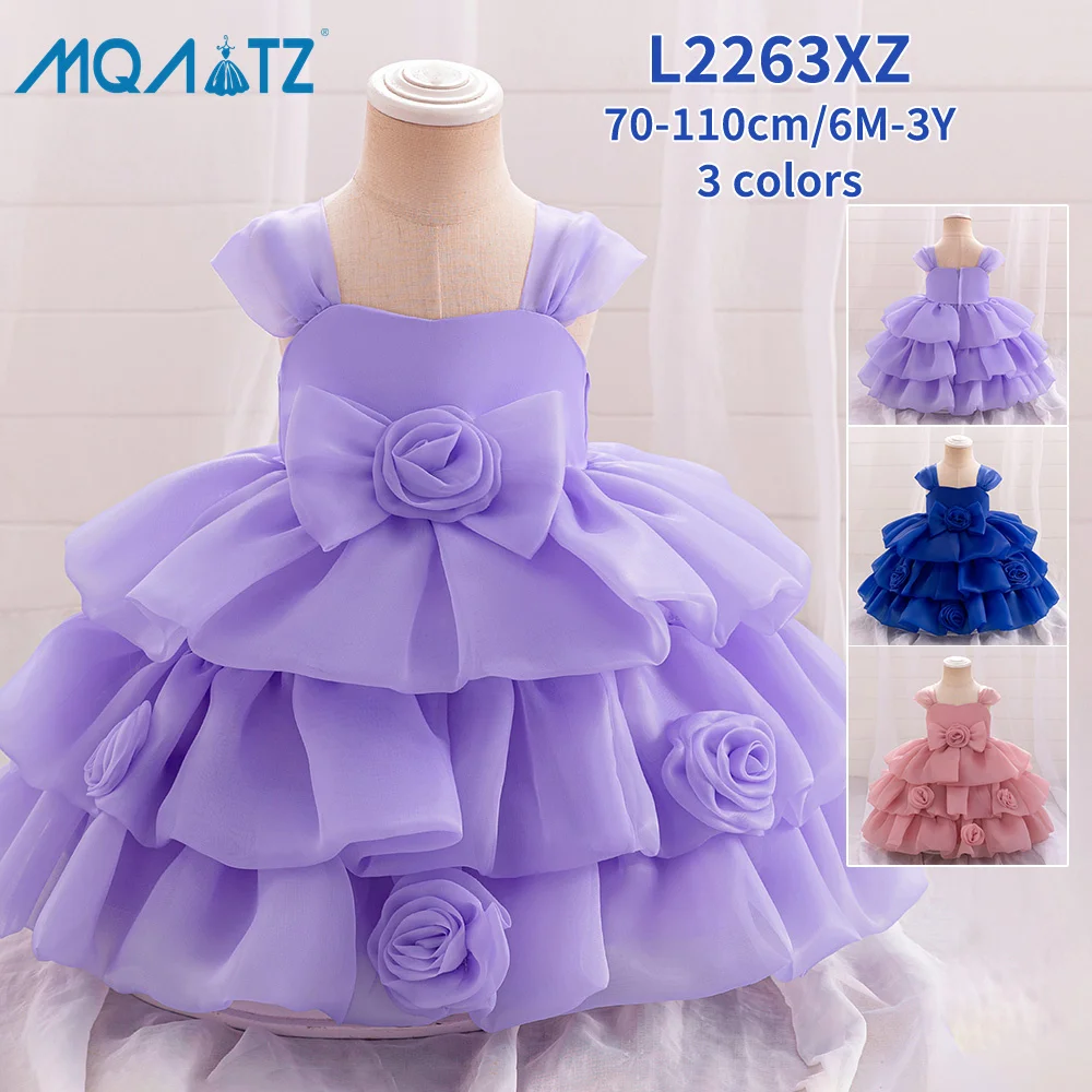 MAQTZ New Born Baby Birthday Dress Flowers Tutu Party Children Princess Dress 0-6 year L2263XZ