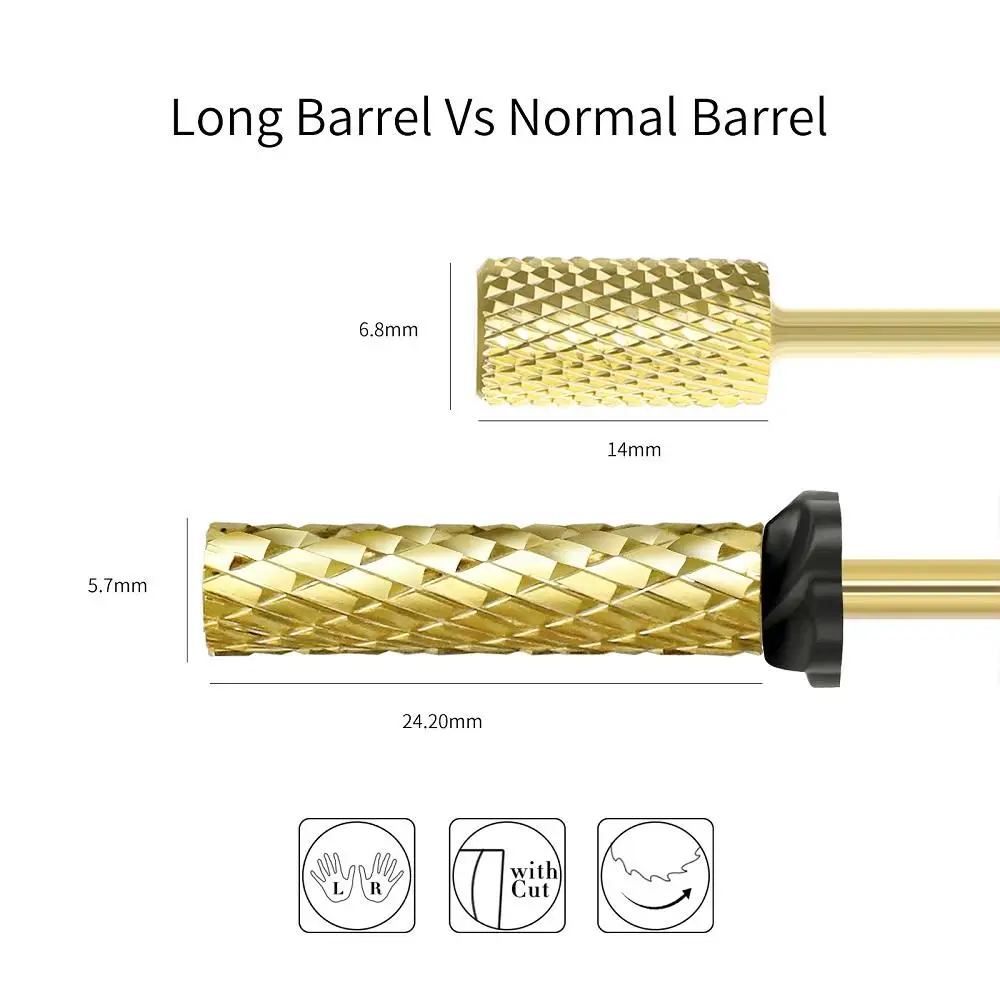 LOOTAAN High Quality Gold Rotary Burrs Electric Nail File Bit Set Carbide Diamond 5 In 1 Super Long Nail Drill Bits