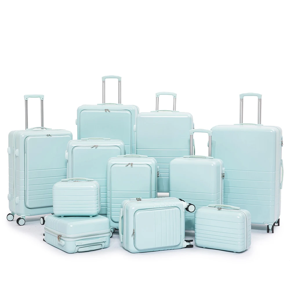 Custom ABS Carry on Luggage Sky Blue 6 Piece Hardshell Bag Travel Luggage Sets with Spinner Wheels