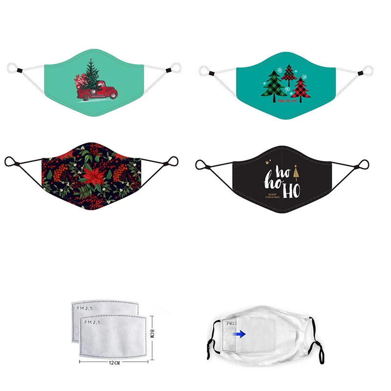 Unisex Custom LOGO Kids Adult Cotton Fabric Cloth Facemask Reusable Christmas Face Masks