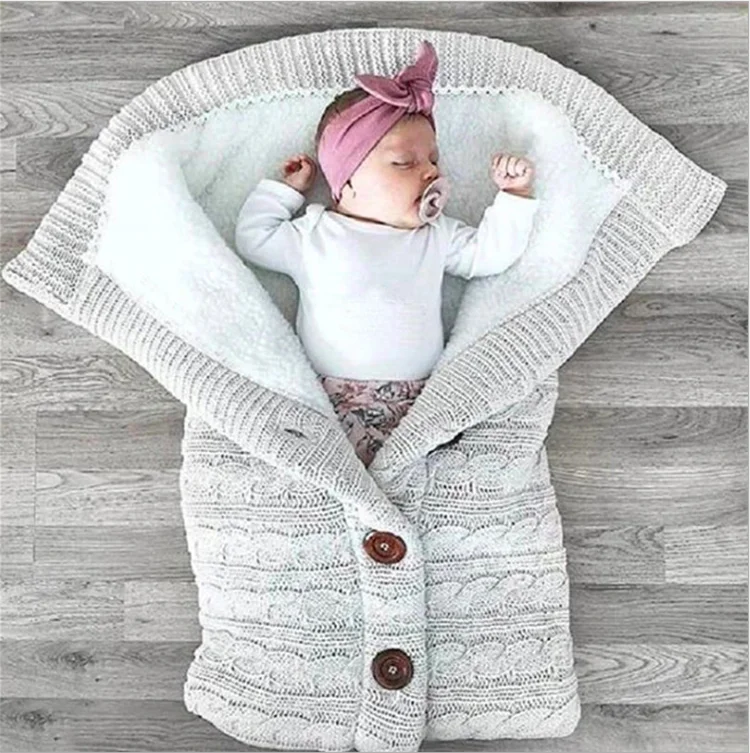 
Outdoor New Born Kids Organic Cotton Knitted Baby Swaddle Sleeping Bag in Stock 
