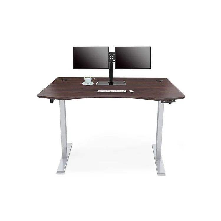 
Economical Wooden Sit Stand Working Luxury Executive Office Principal Stand Up Desk Dual Motor Electric Lifting Office Table 