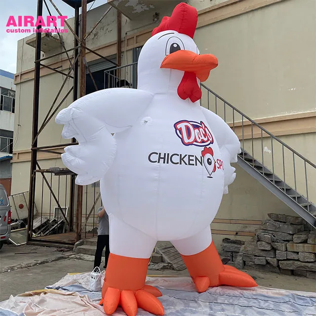 Airart Inflatable Factory Customize Inflatable Advertising Mascot Giant Inflatable Chicken Standing Cartoon Rooster Model