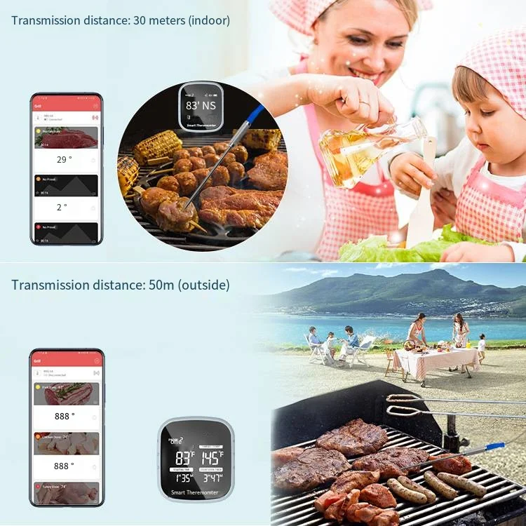 Перезаряжаемый Bluetooth беспроводной умный цифровой термометр для мяса дистанционного приготовления барбекю Садовые принадлежности